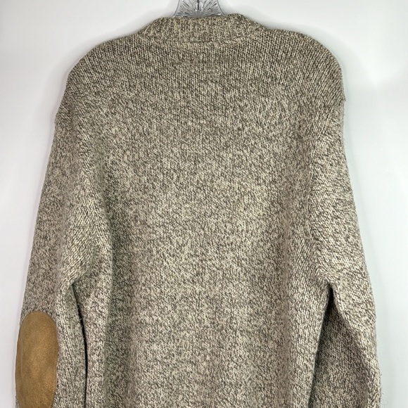 Vintage Winona Knits Oatmeal Patch Elbow Wool Cardigan Sweater Large - Picture 5 of 9